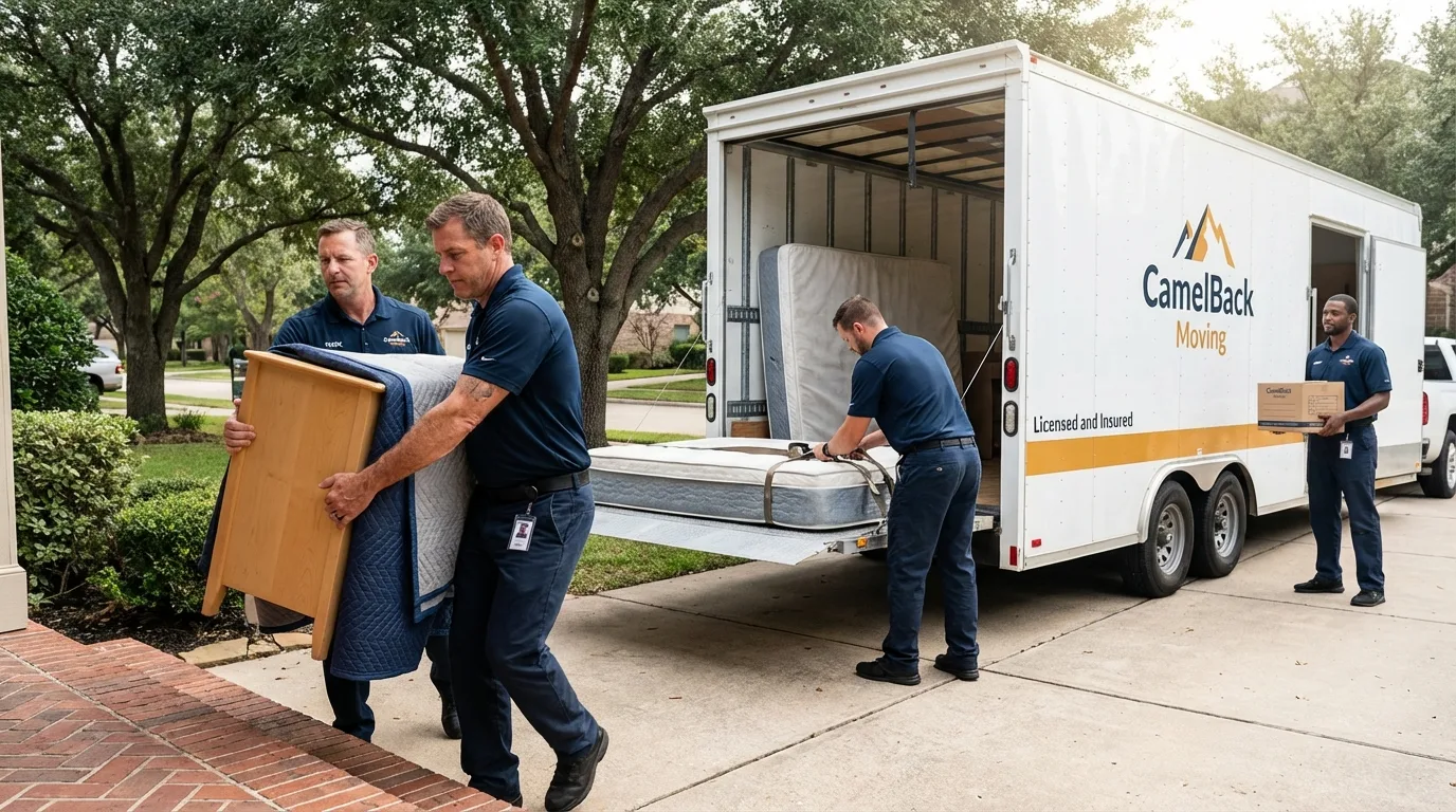Crew loading residential truck for cross-state move from Chewelah, WA