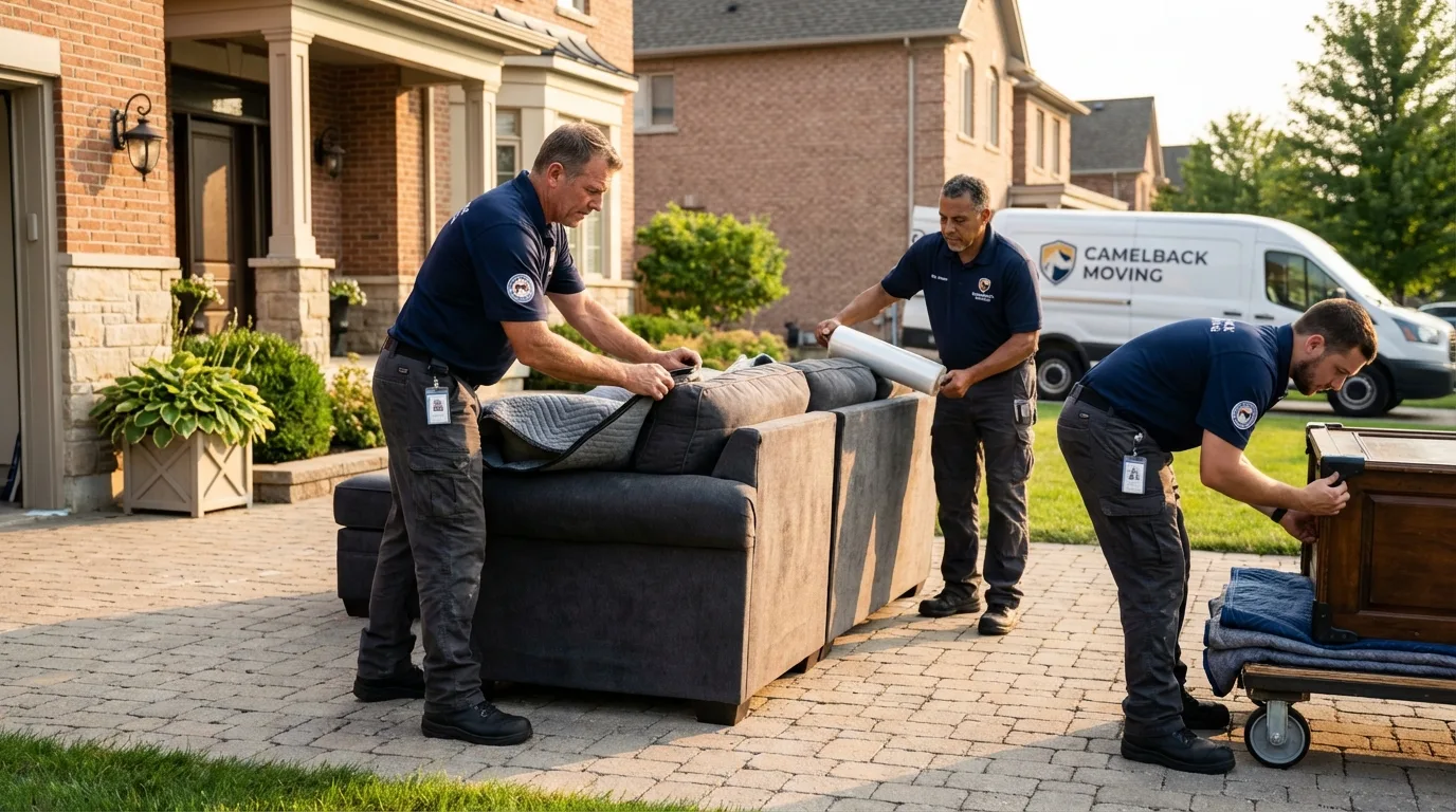 Large estate moving crew wrapping furniture in Chewelah, WA