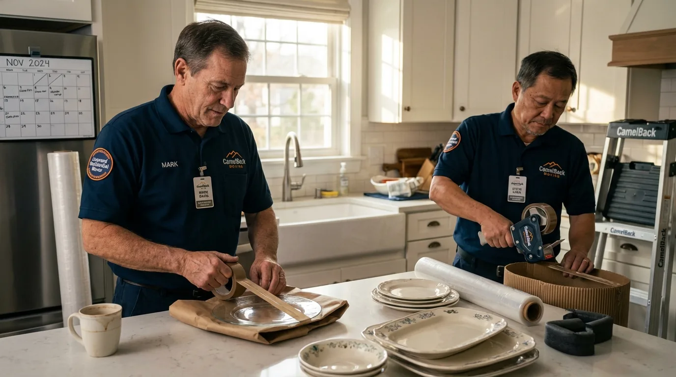 Professional crew packing kitchen dishware in Chewelah, WA
